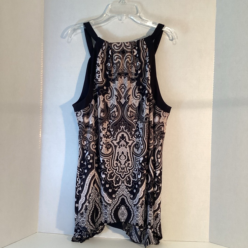 INC Womens Top Blouse Size XL Black Grey Silver Career Office Wear - Picture 4 of 7